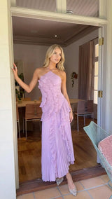 Nathalie Ruffle Maxi Dress - Lavender