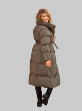 Selvine – Long Belted Puffer Coat for Women
