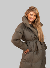 Selvine – Long Belted Puffer Coat for Women