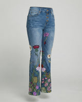 Elmirra - Dámské rozšířené džíny se čtyřmi knoflíky