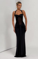 Bandra - Black Halter Neck Maxi Dress
