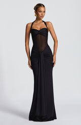 Bandra - Black Halter Neck Maxi Dress
