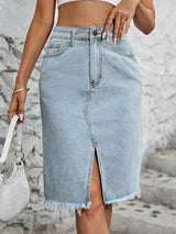 Bethany – High Waist Front Slit Midi Skirt