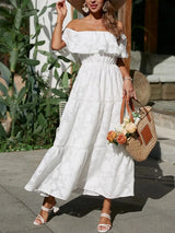 Catherin – Off Shoulder Tiered Maxi Wedding Guest Dress
