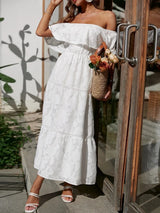Catherin – Off Shoulder Tiered Maxi Wedding Guest Dress
