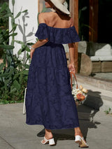 Catherin – Off Shoulder Tiered Maxi Wedding Guest Dress