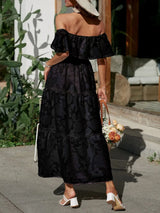 Catherin – Off Shoulder Tiered Maxi Wedding Guest Dress