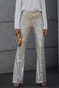 Valerisse - Womens High Waist Sequin Flared Trousers