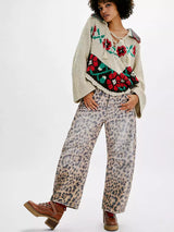Sephira - Leopard Barrel Jeans