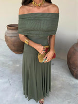 Tolinda - One Shoulder Mesh Maxi Dress