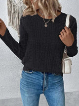Isadora – Blusa da donna a maniche lunghe in pizzo sangallo