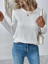 Isadora – Blusa da donna a maniche lunghe in pizzo sangallo
