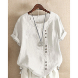 Laurenza - Womens Short Sleeve Shirt Round Neck Solid Color