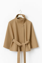 Valoria - Womens Wool Coat With High Collar And Belt
