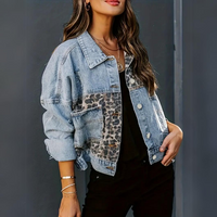 Yves - Womens Leopard Print Denim Jacket