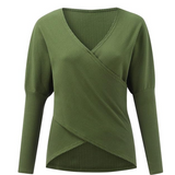 Elspeth – Womens Ribbed Wrap V Neck Jumper