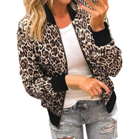 Kaelirra - Giacca bomber da donna con stampa leopardata e zip