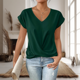 Charlisse – V Neck Twist Hem Blouse Women