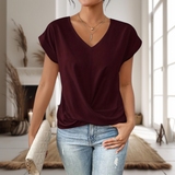 Charlisse – V Neck Twist Hem Blouse Women