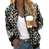 Kaelirra - Giacca bomber da donna con stampa leopardata e zip