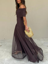 Tolinda - One Shoulder Mesh Maxi Dress