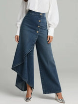 Denia - Wide Leg Denim Look Trousers