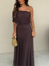 Tolinda - One Shoulder Mesh Maxi Dress