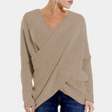 Elspeth – Womens Ribbed Wrap V Neck Jumper