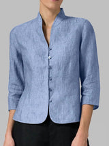 Eleanora - Blusa da donna con collo alla coreana