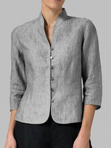 Eleanora - Blusa da donna con collo alla coreana