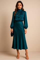 Julien – Casual Satin Womens Midi Dress