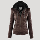 Ardena - Womens Weatherproof Faux Leather Jacket With Hood