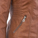 Ardena - Womens Weatherproof Faux Leather Jacket With Hood
