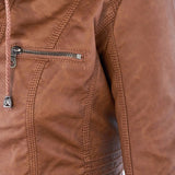 Ardena - Womens Weatherproof Faux Leather Jacket With Hood