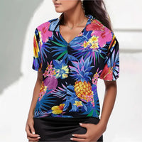 Solvierra - Womens Leaf Print Summer Shirt