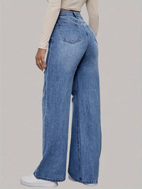 Zyra - Wide Leg Jeans With Heart And Graffiti Print