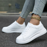 Calindra – Women’s White Lace Up Sneakers