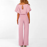Gisela – Womens Short Sleeve Belted Casual Jumpsuit