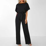 Gisela – Womens Short Sleeve Belted Casual Jumpsuit