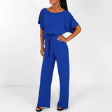 Gisela – Womens Short Sleeve Belted Casual Jumpsuit