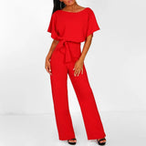 Gisela – Womens Short Sleeve Belted Casual Jumpsuit