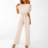 Gisela – Womens Short Sleeve Belted Casual Jumpsuit