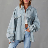 Ismeriah - Womens Oversized Cotton Denim Jacket