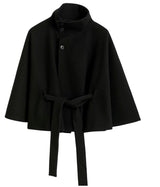 Valoria - Womens Wool Coat With High Collar And Belt