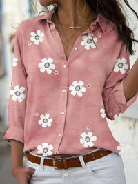 Ellavira – Floral Button Up Long Sleeve Shirt Women
