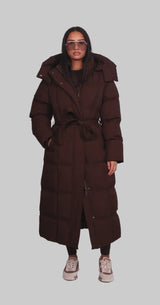 Selvine – Long Belted Puffer Coat for Women