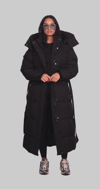 Selvine – Long Belted Puffer Coat for Women