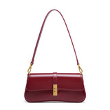 Cendian - Leather Baguette Shoulder Bag Gold Turn Lock Clasp