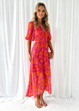 Asuvia – Floral Puff Sleeve Midi Dress