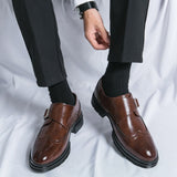 Men's Oxford Monk Strap Wingtip Brogue Shoes – Formal Style